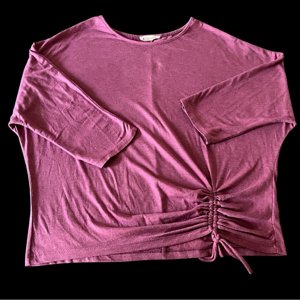 Parallel Skies Ruched Side Dolman Top – Size L – Mauve